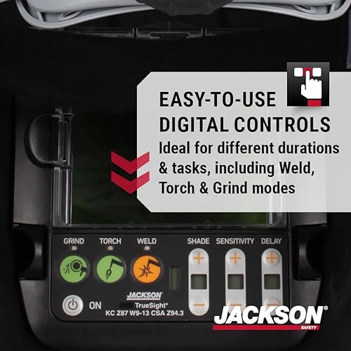 Vista 5 de Jackson Safety HLX Welding Hood with TrueSight II Digital Variable ADF Balder Technology - Lightweight Auto Darkening Welding Helmet - ANSI Z87.1
