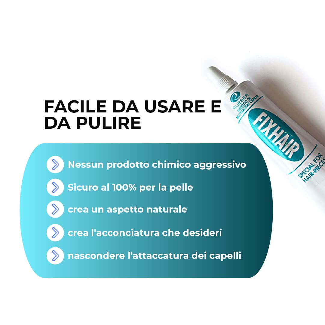 Collante per Protesi Capillari e Parrucche, Trasparente, Impermeabile, 15ml