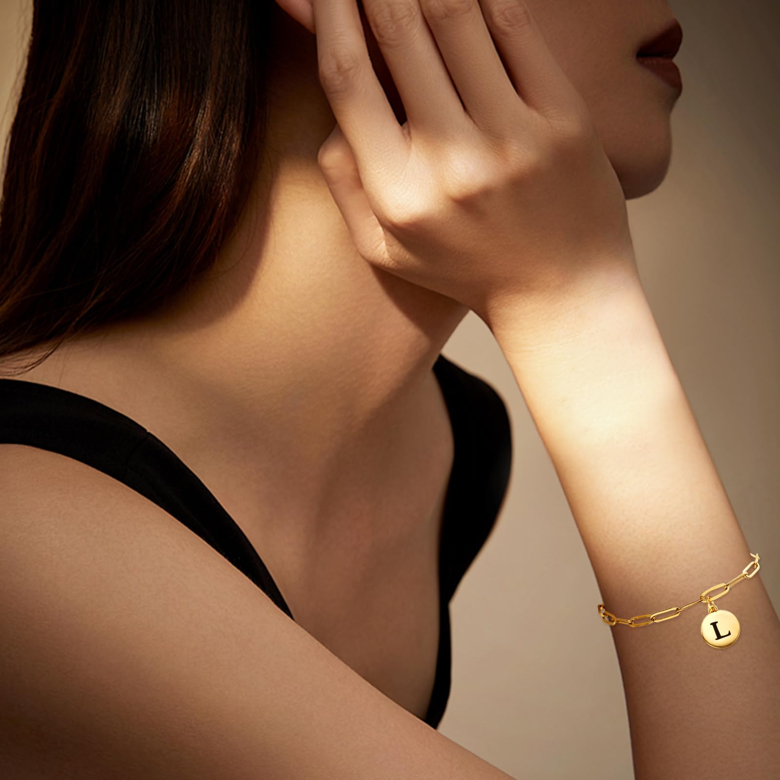 OHAYOO Pulsera de oro con inicial para mujeres y niñas, pulsera de plata de ley con letras de la suerte, pulseras con nombre personalizado para mujeres, adolescentes, niñas, regalos para su novia,