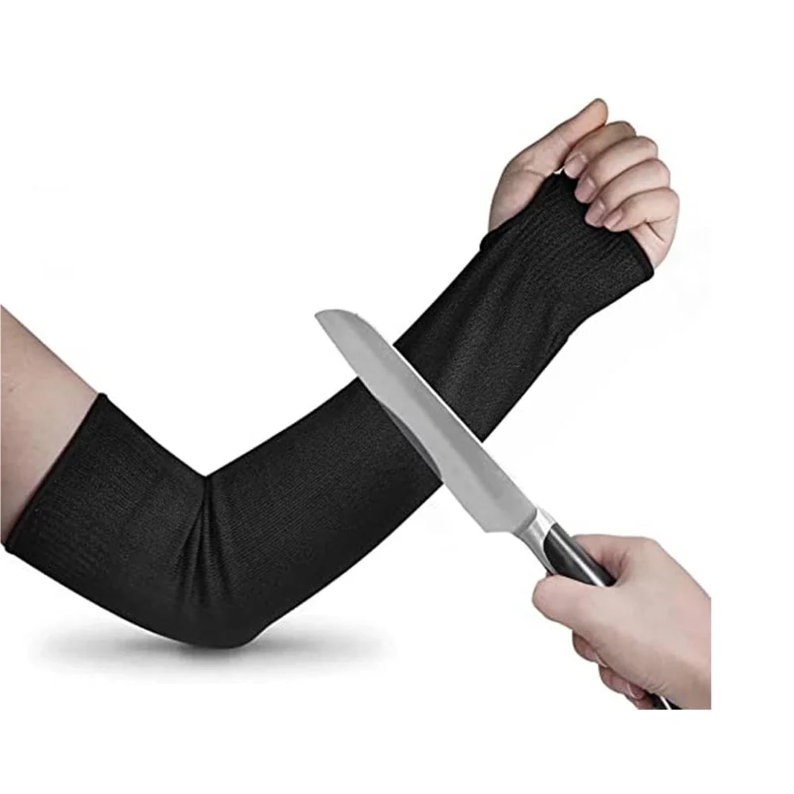 Schnittfeste Armstulpen der Schutzklasse 5 (HPPE) – Durchstichfeste Arbeitshandschuhe for Gartenarbeit, Bauarbeiten und Kfz-Einsätze,Hohe Flexibilität(Noir,40cm)