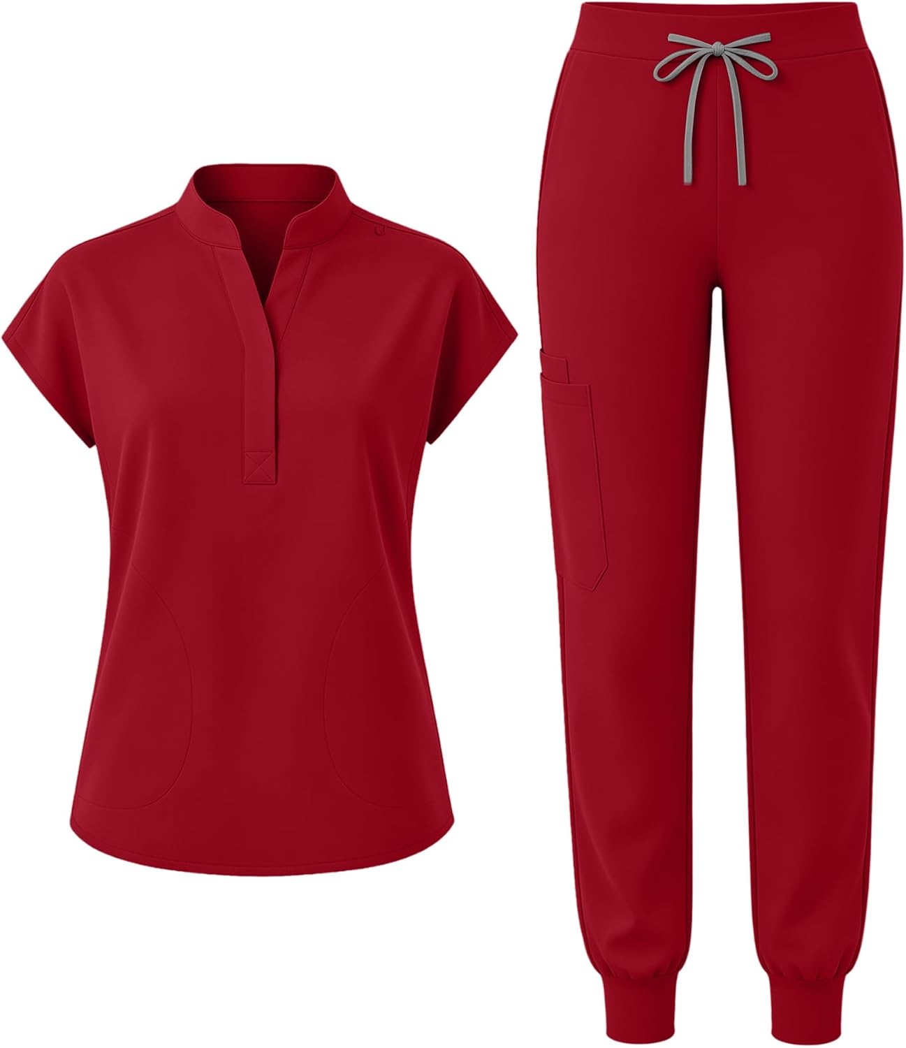 Scrubs for Women Set, Stand Collar Top & Jogger Pant 8 Pockets