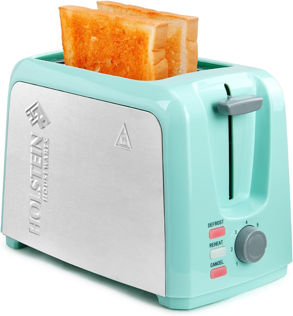 Holstein Housewares – 2-Slice Toaster with 7 Browning Control Settings, Mint/Stainless Steel – Great to Toast Bread, Bagels and Waffles Holstein Housewares – 2-Slice Toaster with 7 Browning Control Settings, Mint/Stainless Steel – Great to Toast Bread, Bagels and Waffles