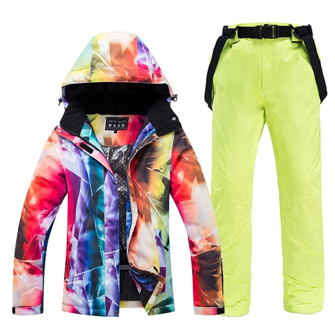 Alloaone Conjuntos Ropa Nieve Para Mujer Ropa Snowboard Traje Invierno Impermeable Chaquetas Esquí Y Pantalones Con Correa