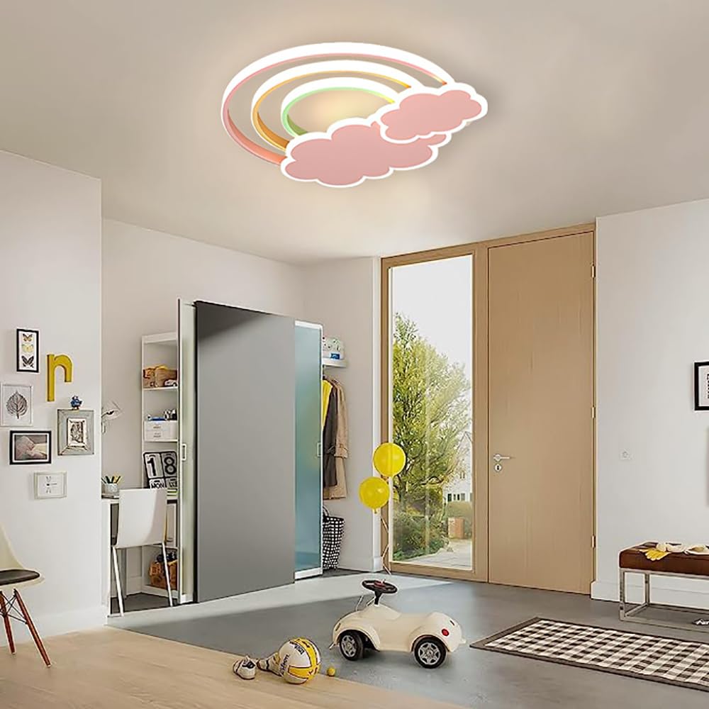 Lampa sufitowa LED Pokój dziecięcy Ściemniana lampa sufitowa z pilotem Chłopiec Dziewczyna Chmury Tęcza Lampka nocna do sypialni Salon Pokój dziecięcy Balkon 3000K-6000K Oświetlenie sufitowe