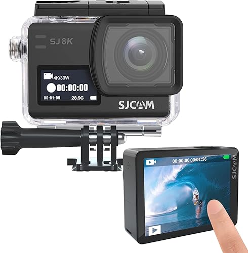 SJCAM SJ8Pro Cámara de acción 4K 60fps, WiFi+Remote+2.33'' Pantalla táctil 170 FOV 8X Zoom EIS 2.0 con altavoz compatible con micrófono externo, en