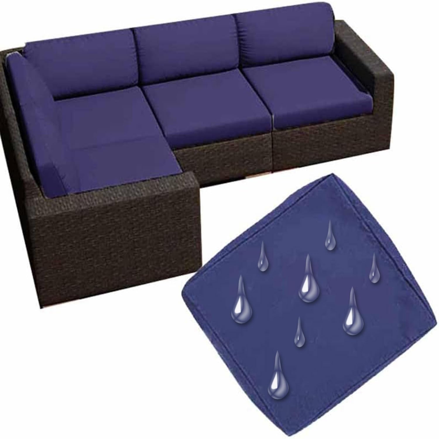 Uwobtn Color 6 Replacement Outdoor Cushion Covers Waterproof, 50X50 60X60 Garden Sofa Seat Cushion Slipcover With Zipper, Removable Patio Cushion Covers For Indoor Outdoor Rattan Furnitur(,60X55x10cm)