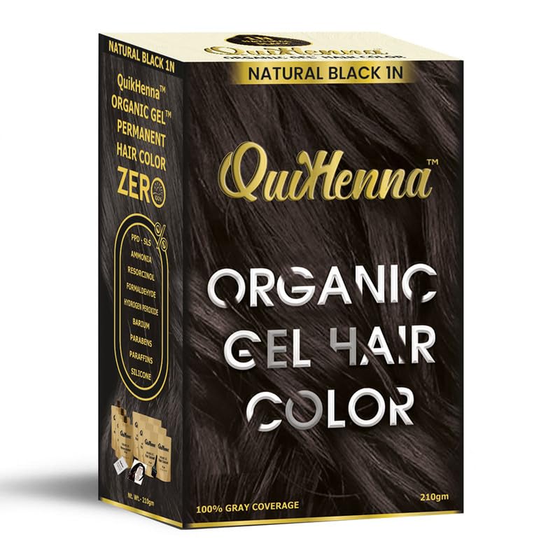 QuikHenna Organic Hair Colour Gel 1N Natural Black 210gm | PPD & Ammonia Free Permanent Hair Color | Natural Hair Colour for Women & Men-image-11