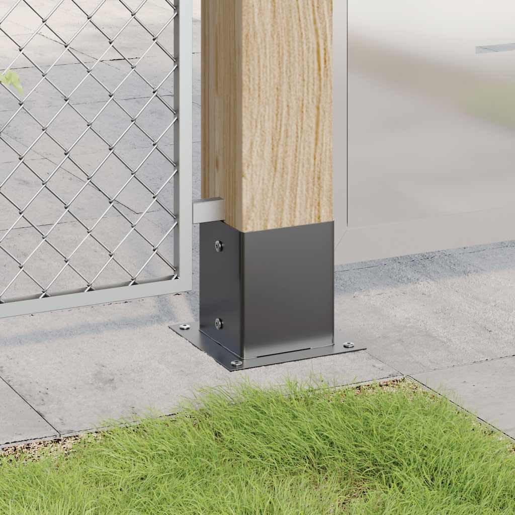 vidaXL Basi per Pali Quadrati 4pz 101x101mm Acciaio Verniciato Polvere, base di recinzione in cemento, base del palo della recinzione, supporto del palo in metallo