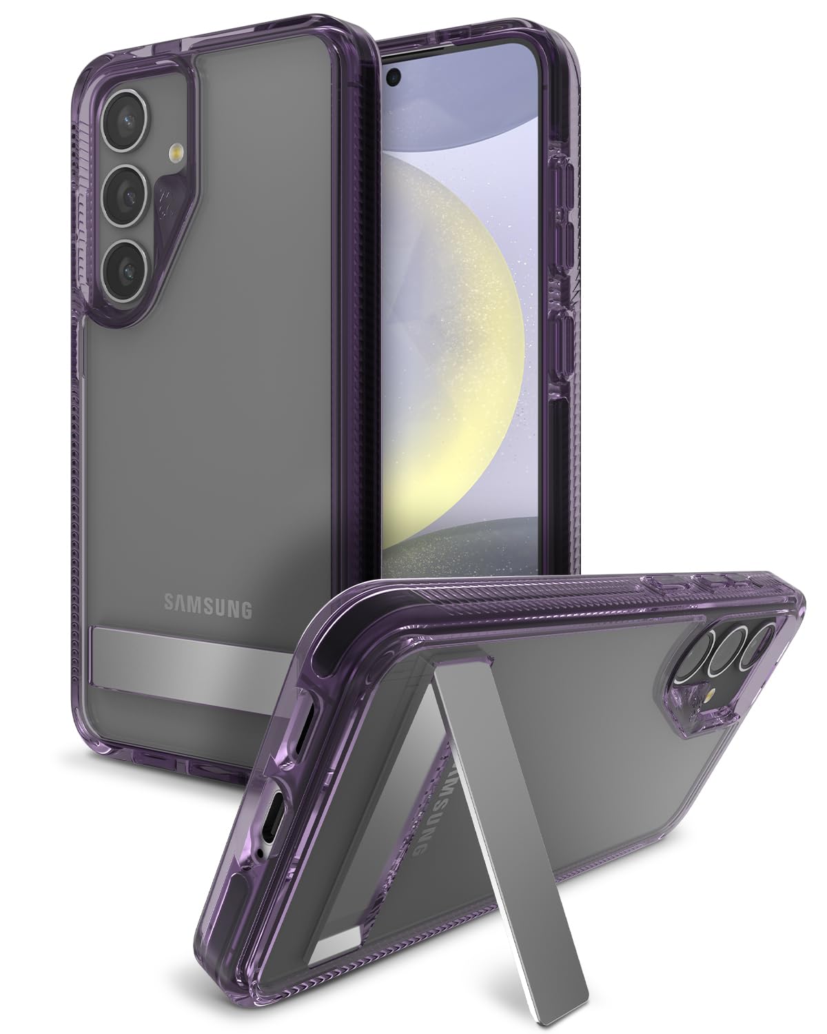 Coque Samsung S24 ZAGG Santa Cruz transparente avec béquille violette