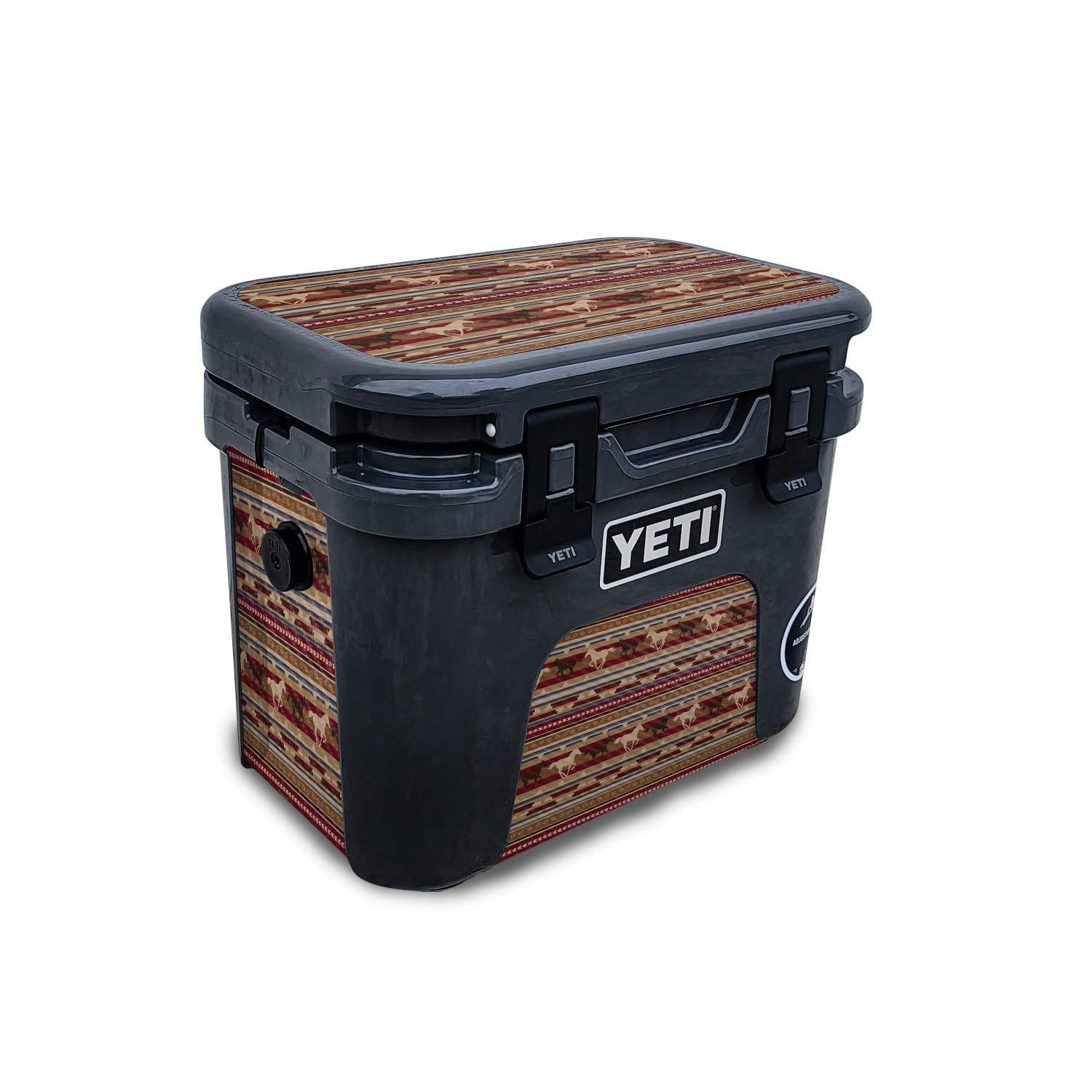 Carbon Fiber Skin Compatible with Yeti Roadie 15 Hard Cooler - Western Horses - Premium 3M Vinyl Protective Wrap Decal Cover - Easy to Apply | Crafted in The USA by MightySkins