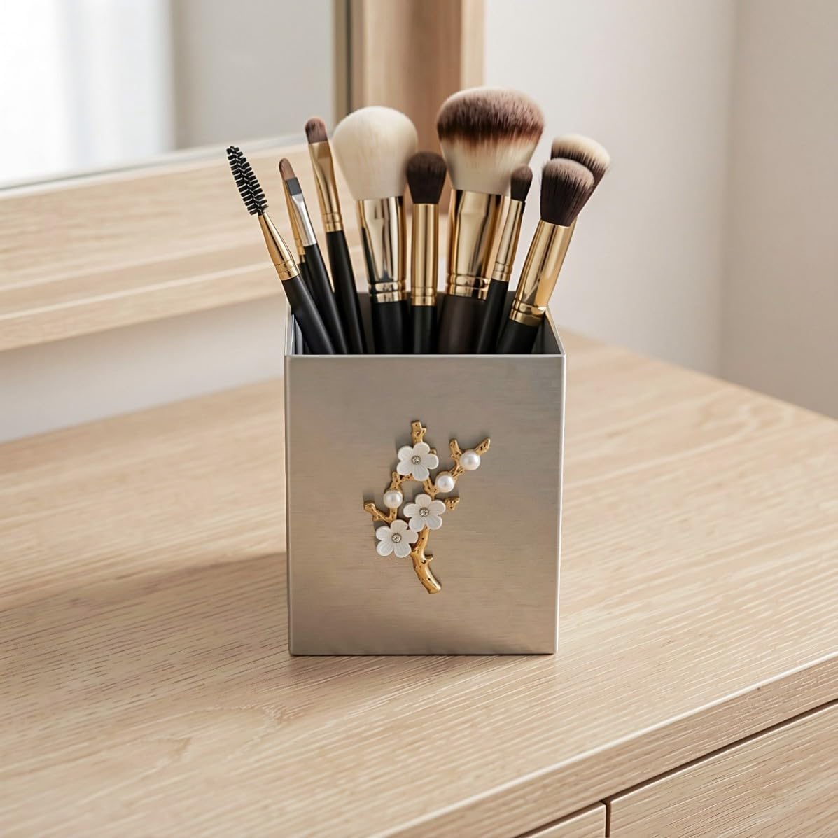 Stainless Steel Makeup Brush Organizer Cup Thickened Base image 4