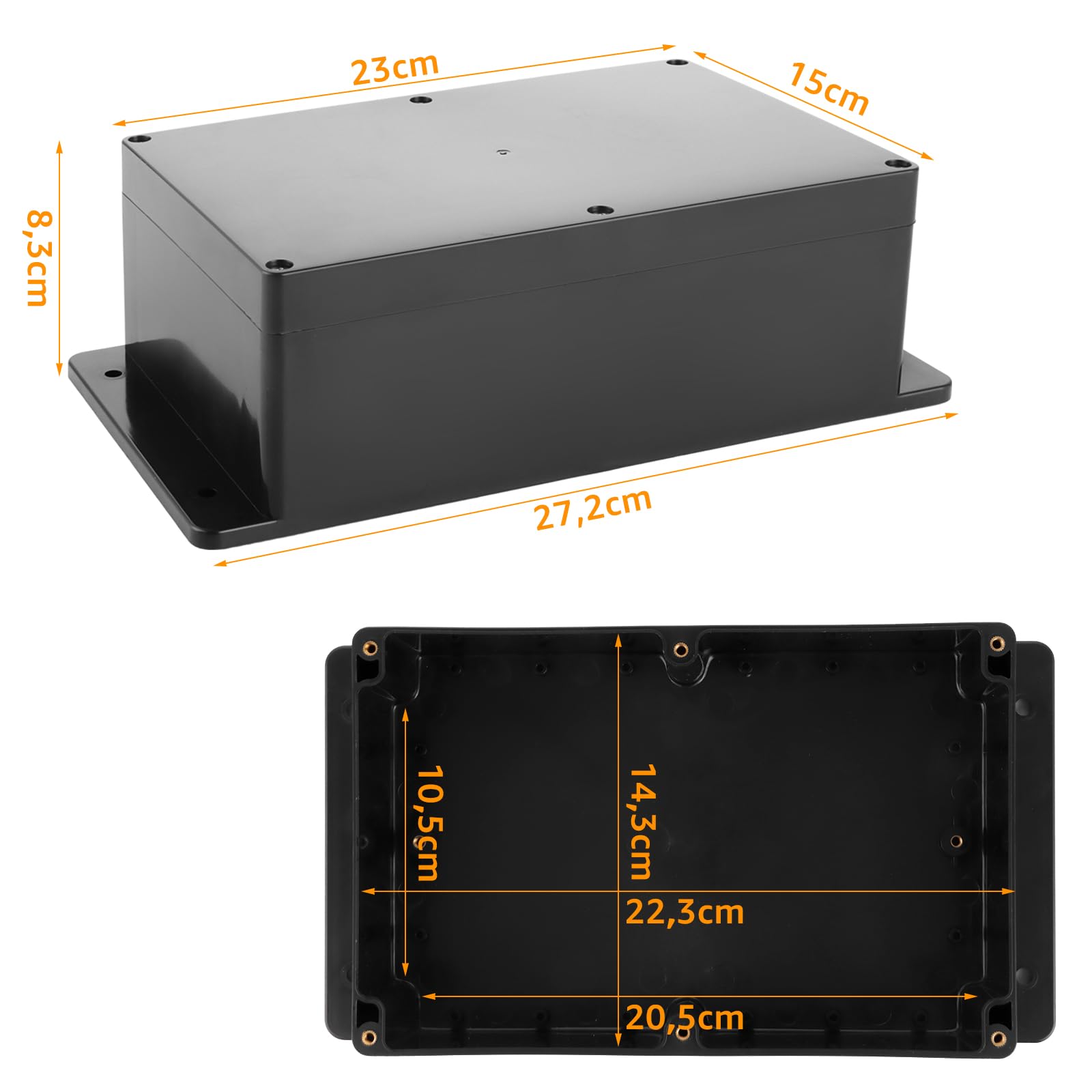 YAYODS Puszka rozgałęźna czarna – 23 x 15 x 8,5 cm obudowa elektronika – skrzynka rozgałęźna natynkowa z twardym uchem – puszka przyłączeniowa wodoszczelna IP67 – tworzywo sztuczne ABS puszka