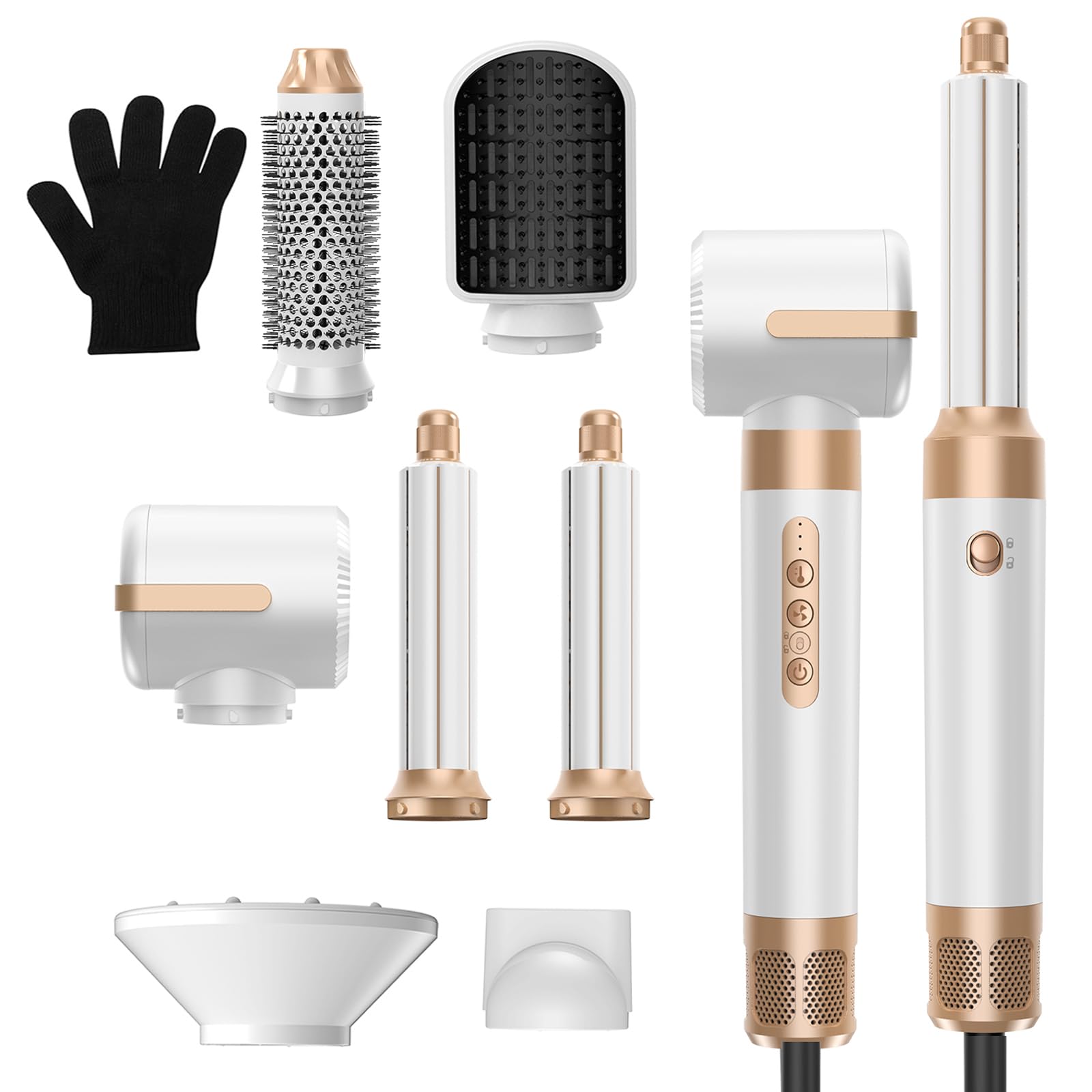 Cepillo Secador de Pelo Air Styler 7 EN 1, Hair Styler Secador Pelo Profesional con Difusor, Palo Automático de Rizado de Aire, Dar Volumen, Doblar, Suavizar, Secar el Cabello | Multistyler - Juego de rizador de pelo, rizador, rizador, alisado, 110.000 rp