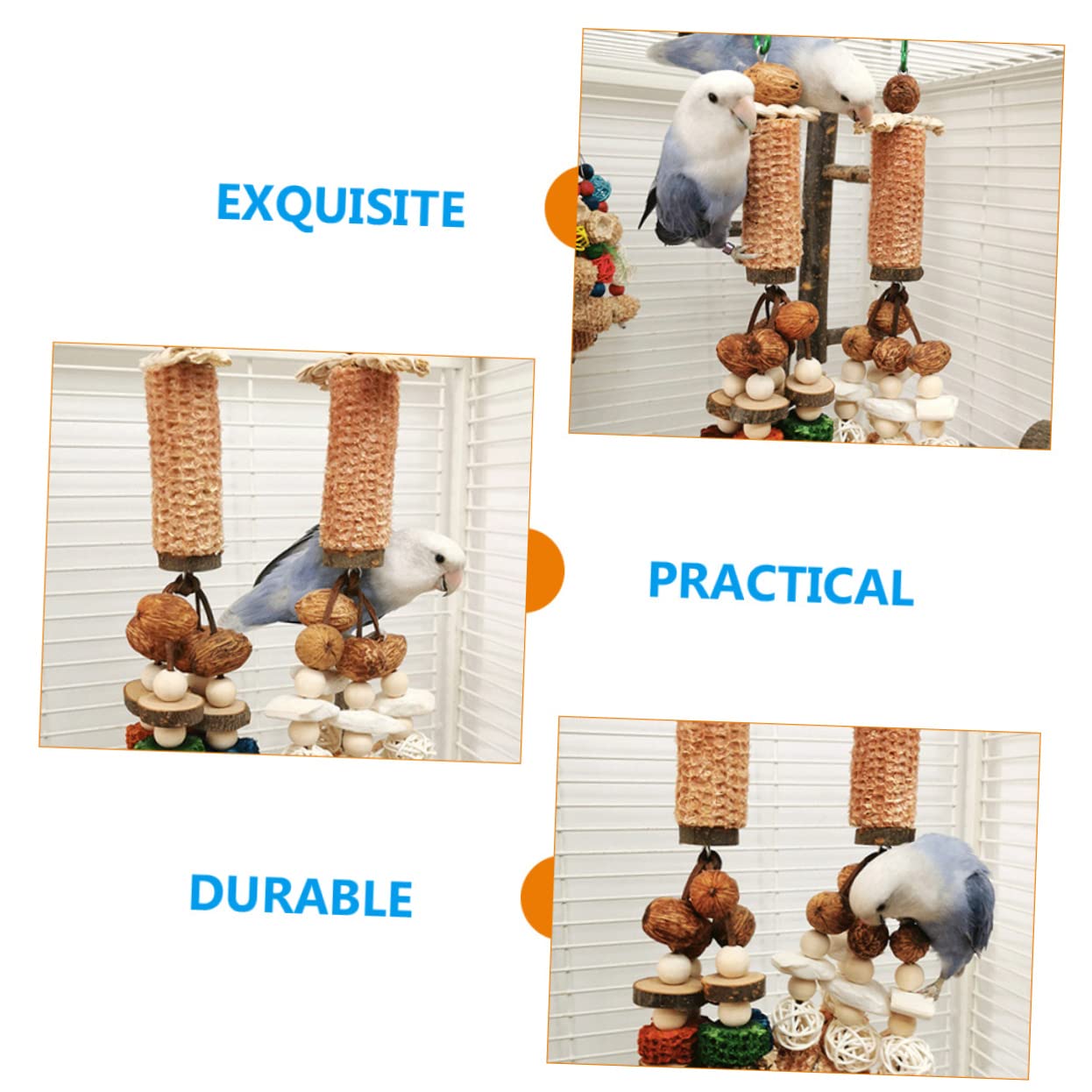COLLBATH 4 Stücke Unterhaltsam Papagei Spielzeug Spaß Kauen Vogel Zubehör Für Robust Sittich Spielzeug Haken Für Einfach Auszusetzen