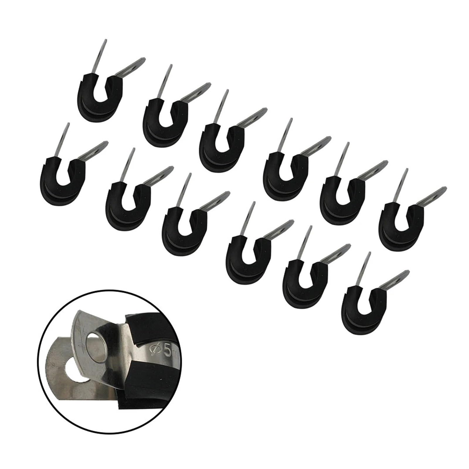 Fascette a P in Metallo per Cavi e canaline, Clip P-Clip for Tubi Freno Morsetti for condotti Cavi in ​​Filo Metallico Rivestiti in Gomma 5/16 Pollici