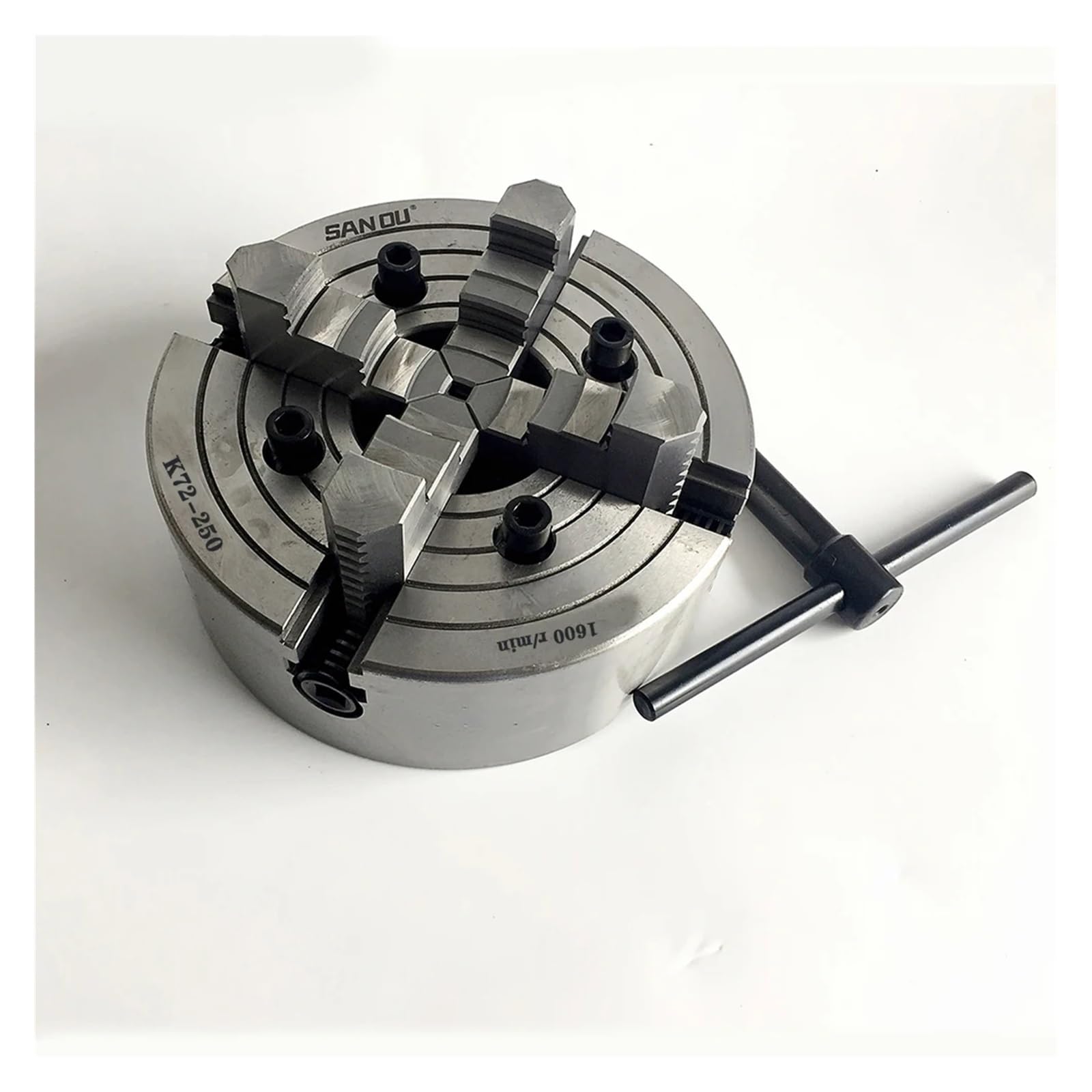 Mandril de Torno de Metal de 250 mm, Mandril Independiente de 4 mordazas K72-250, Mandril de Desplazamiento Manual para Torno de Banco