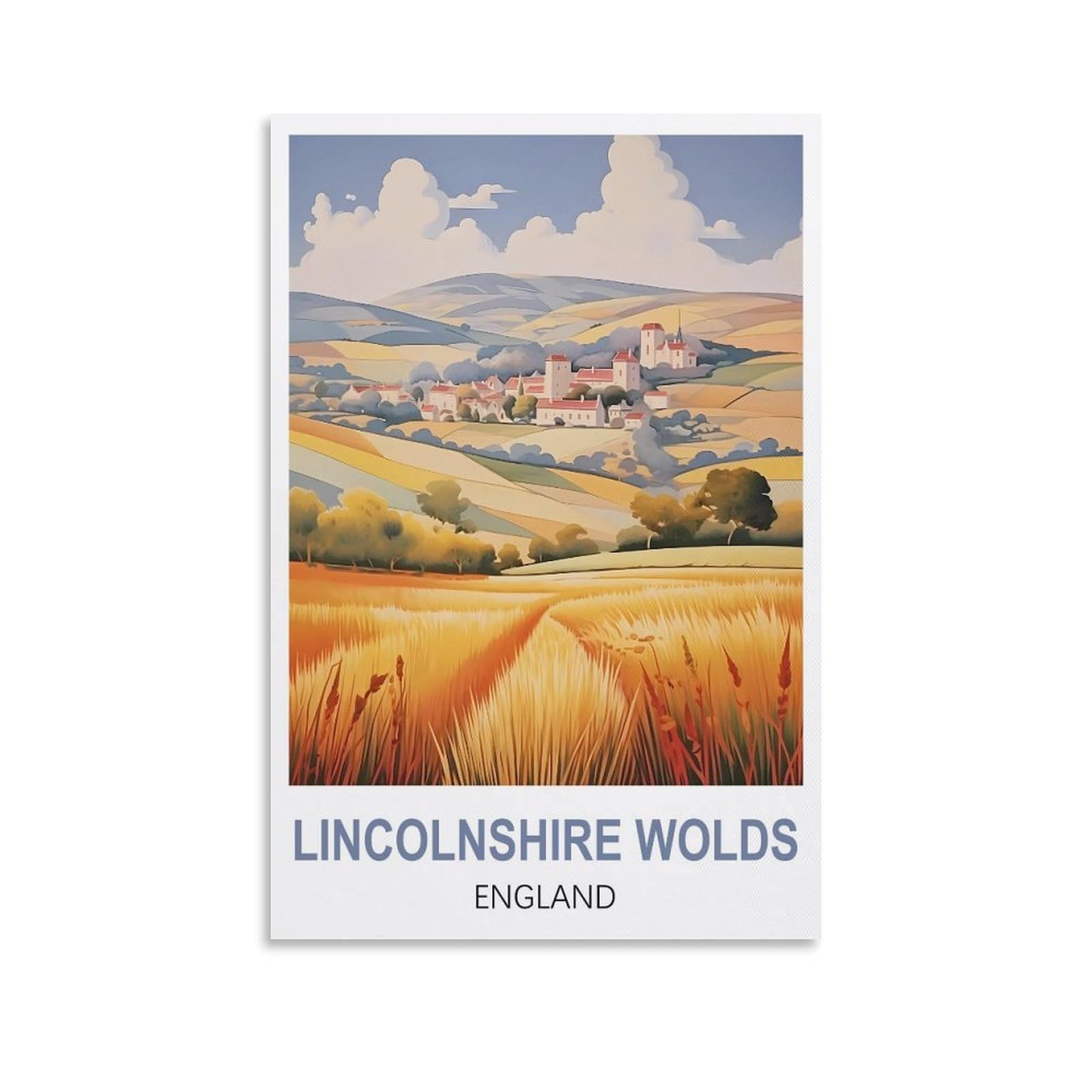 Ctzikww Unframe-Style Lincolnshire Wolds England Vintage Travel Posters 08X12inch(20X30cm) Canvas Art Prints Picture Wall Art Painting