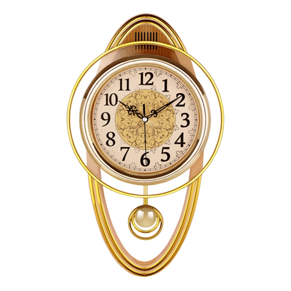TYUHDUYUR Silent Wall Clock Easy to Read Modern Wall Clock Battery Operated Retro Wall Clocks with Pendulum for Home Sweeps Movement for Office (B Orange Yellow) (B Orange Yellow)