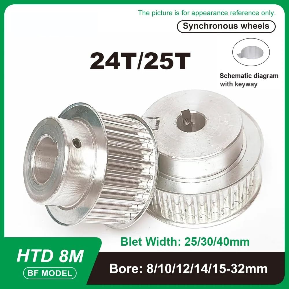HTD 8M BF typ koło pasowe rozrządu 24T/25T otwór 8-32 mm do pasków 25 mm (borek 30 mm, 25T)