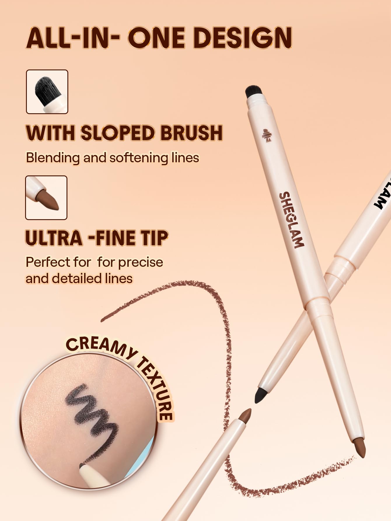 SHEGLAM Gel Glide Eyeliner Pencil Creamy Waterproof Smudgeproof Longwearing Eyeliner-Brown - Image 4
