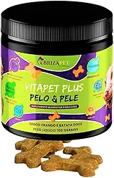 VitaPet Plus Petisco em Vitaminas/Suplemento Multifuncional para cães Anti-coceira + Omega 3 Para Pelo e Pele de Cães com Probióticos + Imunidade 150g Sabor Frango
