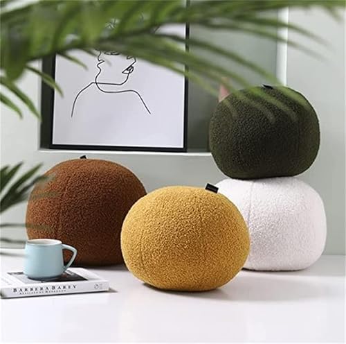 Miniatura 3 de Uewidiod Almohada esférica de felpa para dormitorio, sala de estar, sofá, cojín redondo de cintura, cojín de flores, cojín nórdico, ventana de