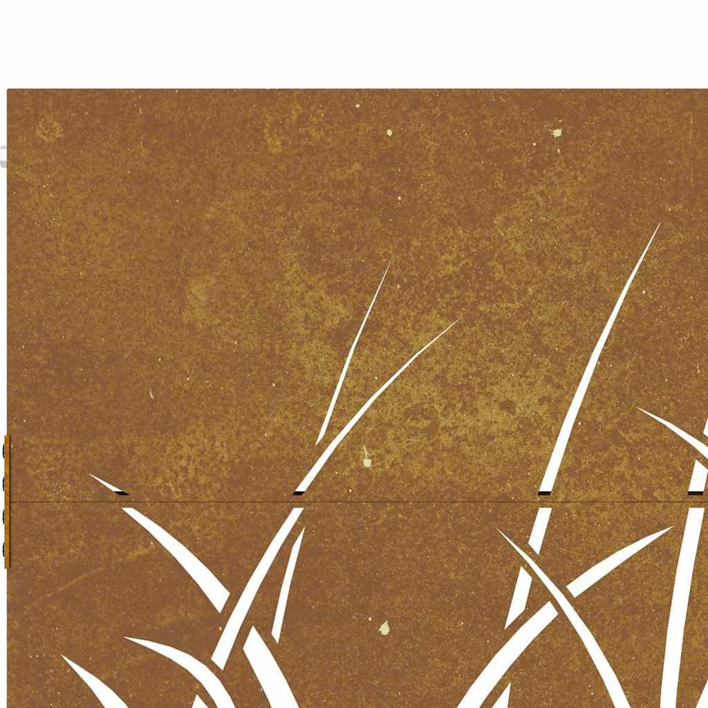 vidaXL Puerta de jardín Acero corten diseño Hierba 85x75 cm, Puerta de Metal, Puerta Delantera de jardín, Puerta de jardín con Cerradura