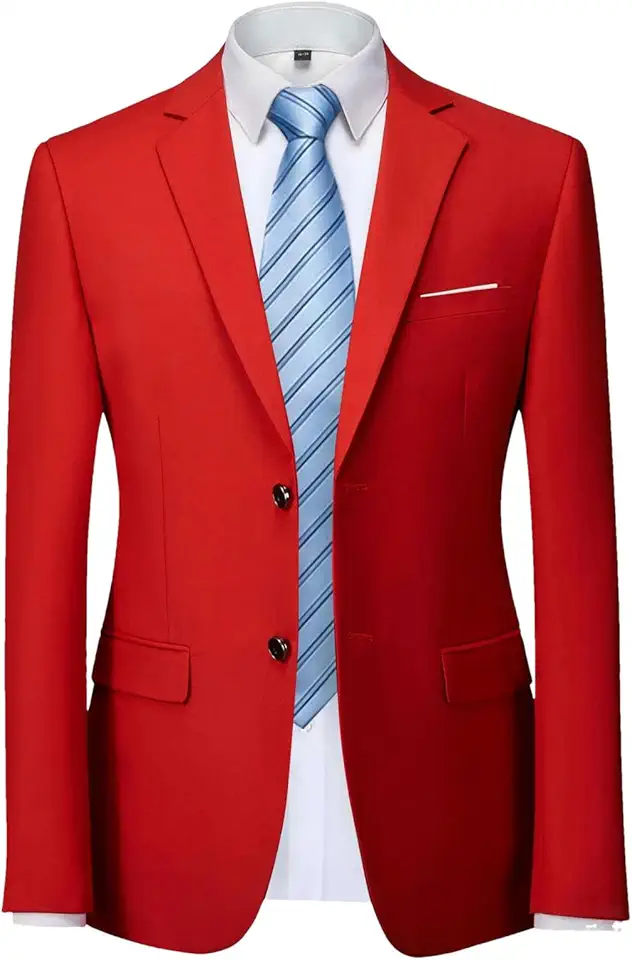 Blazer masculino de cor sólida, clássico, formal, negócios, terno para noivos, vestido de casamento, casaco social, Vermelho, GG