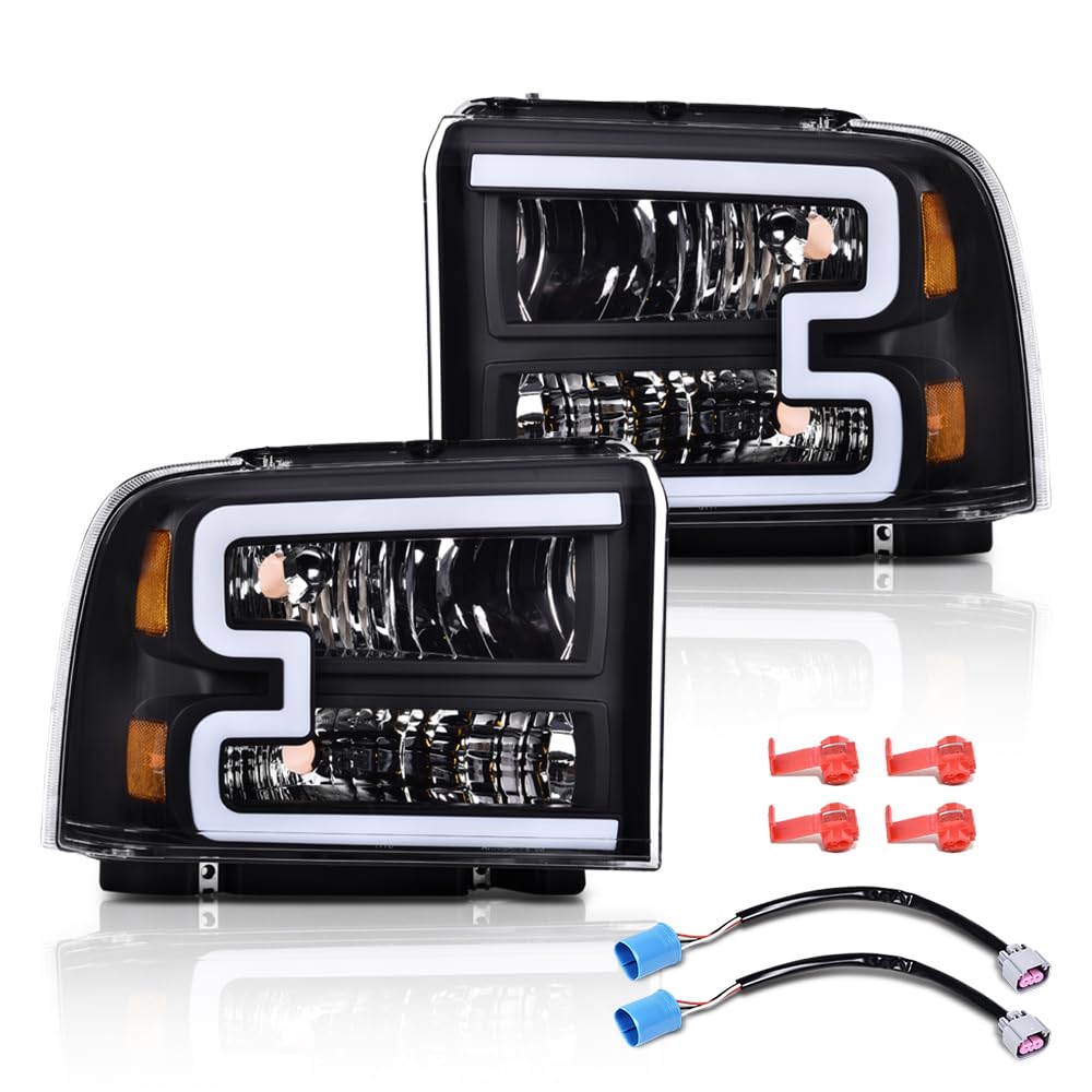 GRAND ORANGE LED Headlight Assembly Fit 2005-2007 Ford F250 Super Duty