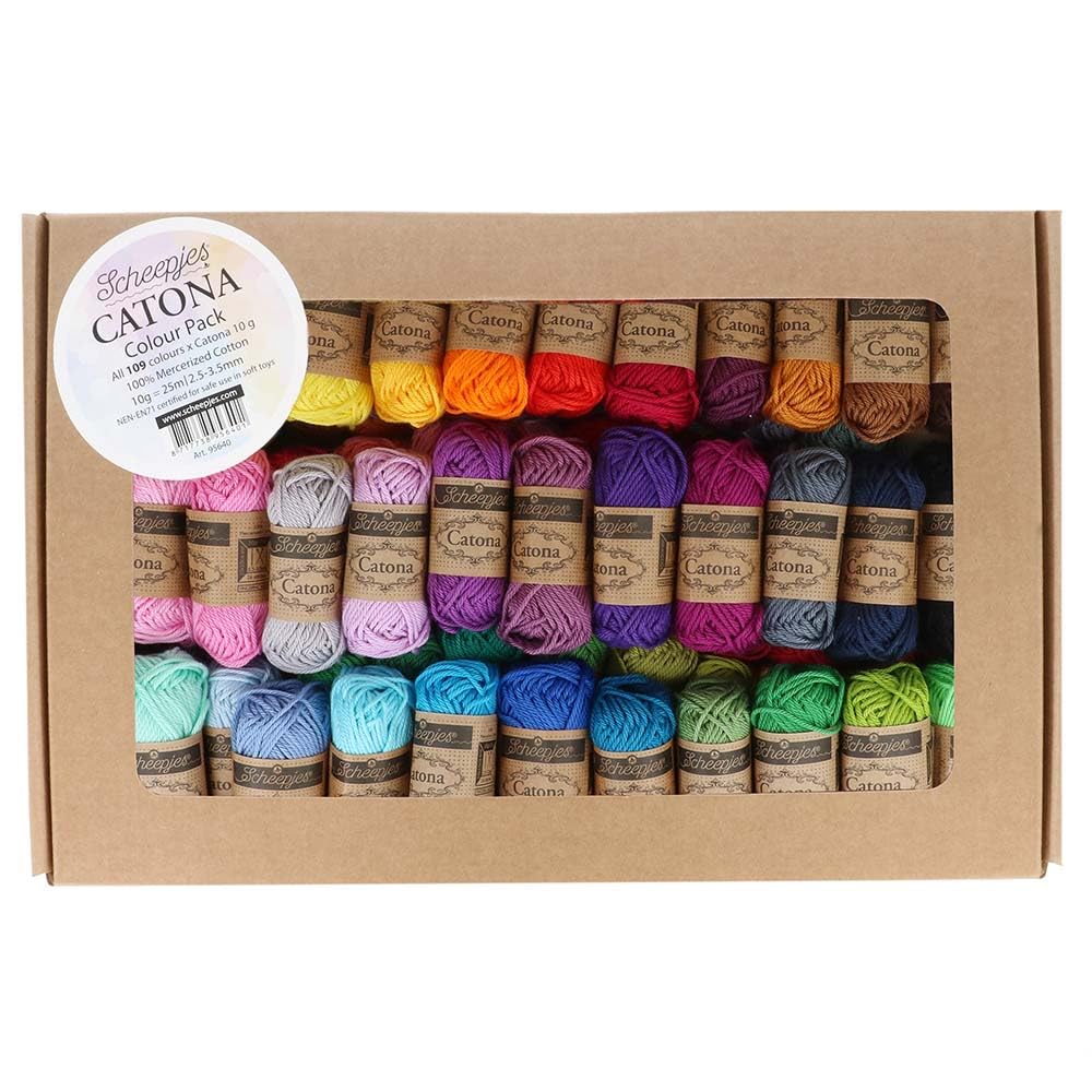 Catona Color Pack, 109 Mini Skeins (10 g Each) Mercerized Cotton Assortment