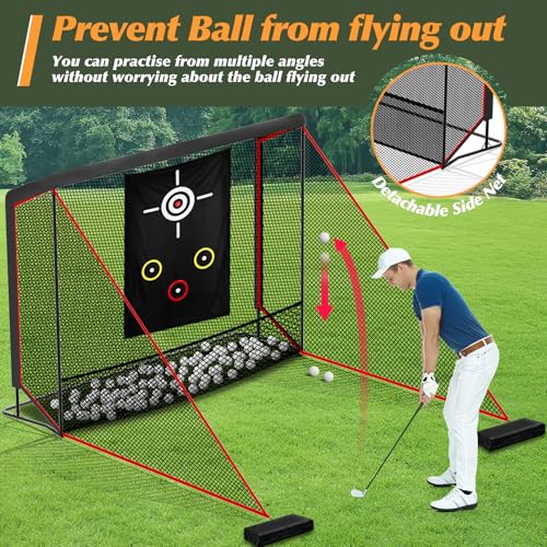 Golf Schlag Käfig, Golf Netz Trainingsnetz tragbar,Golfnetz für Garten und Zuhause,Impact Bildschirm Driving Net Luxuriöser Netzaufprallschutz für Heimfahrer,Golfnetz Übunskäfig mit Ziel-Tuch