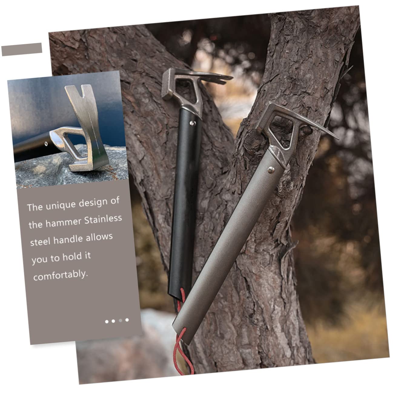 Mikikit Outdoor Nail Hammer Aluminum Alloy Camping Hammer Tent Peg Tool Integrated Bottle Opener Strong Versatile