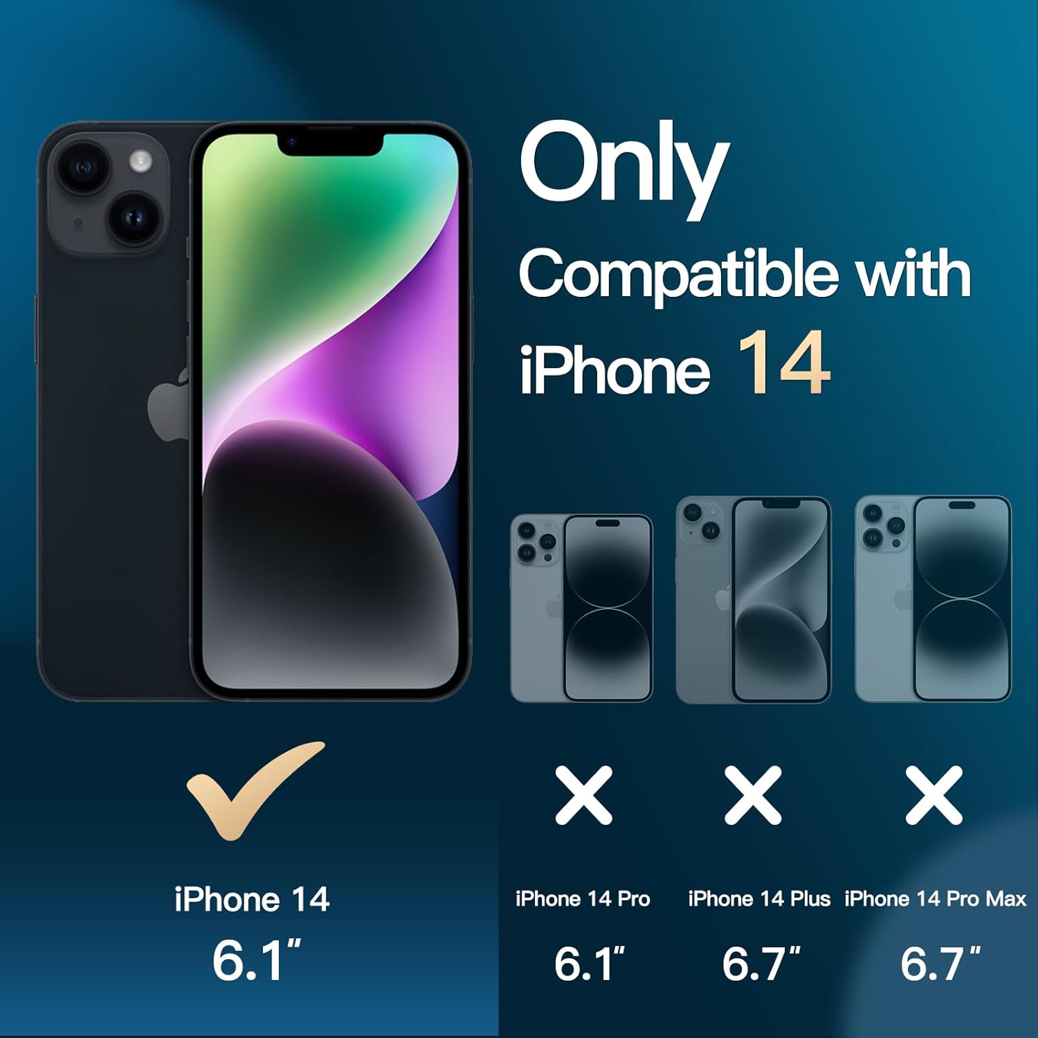 JETech Crossbody Case for iPhone 14 6.1-Inch with Adjustable Lanyard Strap, Clear Transparent Anti-Yellowing Shockproof Protective Phone Cover with Neck Cord (Midnight) - Image 2