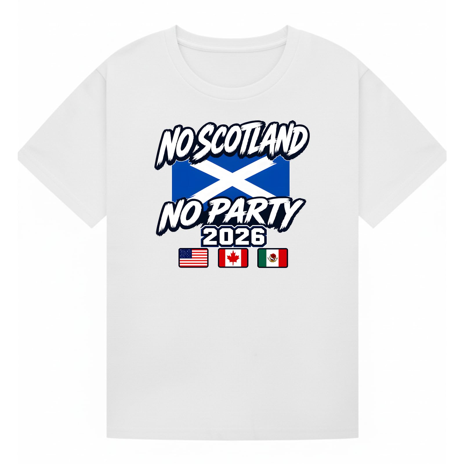 No Scotland No Party 2026 Soccer Sports Football Boys Kids Graphic Printed T-Shirt Novelty Retro Fan Tee USA Mexico Canada Host Nations Supporters Top White 14-15Y