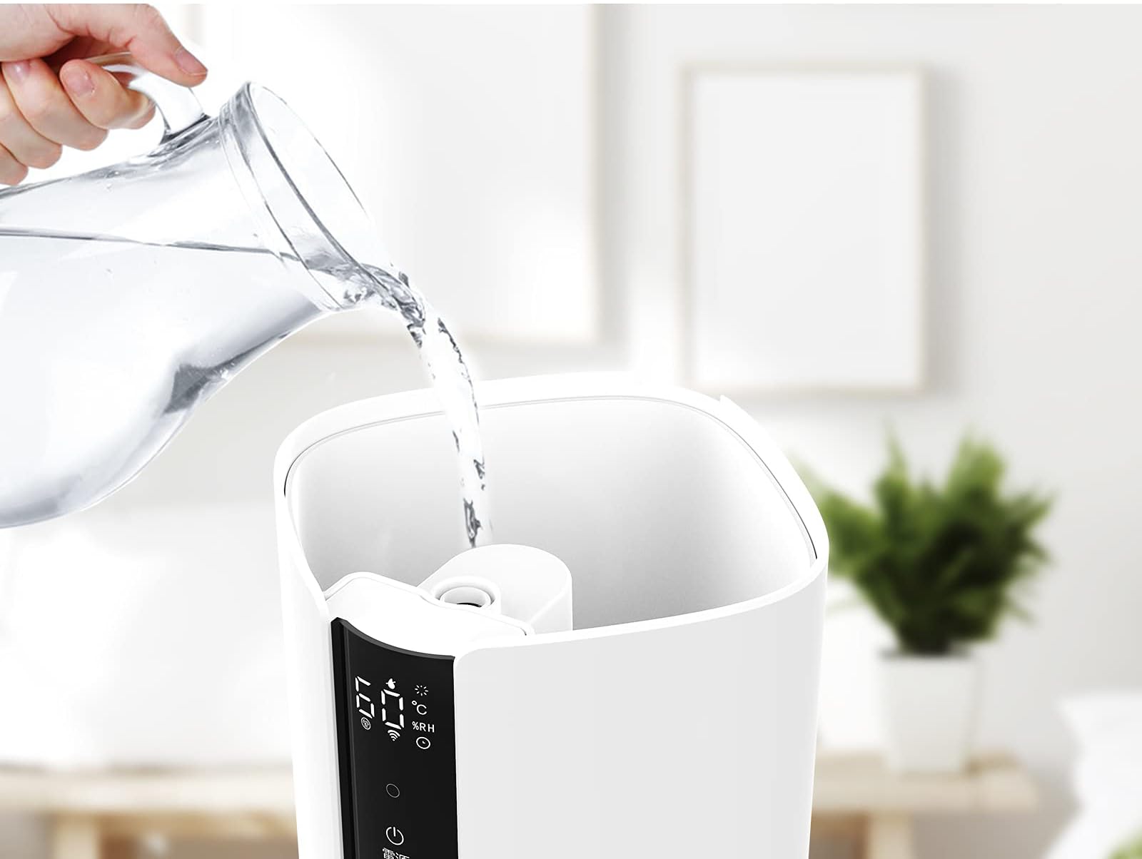 Humidifiers for Bedroom Large Room - 8L Air Humidifier Large Room with Essential Oil Diffuser, Top Fill Cool Mist Humidifier for Home Bedroom Baby Nursery Whole House Office Plant (White Black)