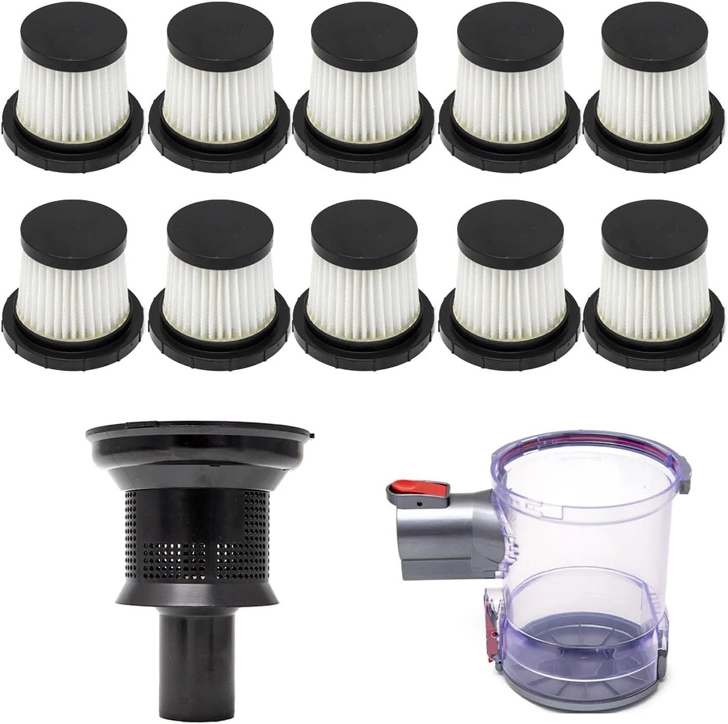 Black Dust Cup & HEPA Filter Replacement, Compatible With YTWO 10kPa 150W Cordless Handheld Vacuum Cleaner, Household Cleaning Parts & Tools(10pcs)