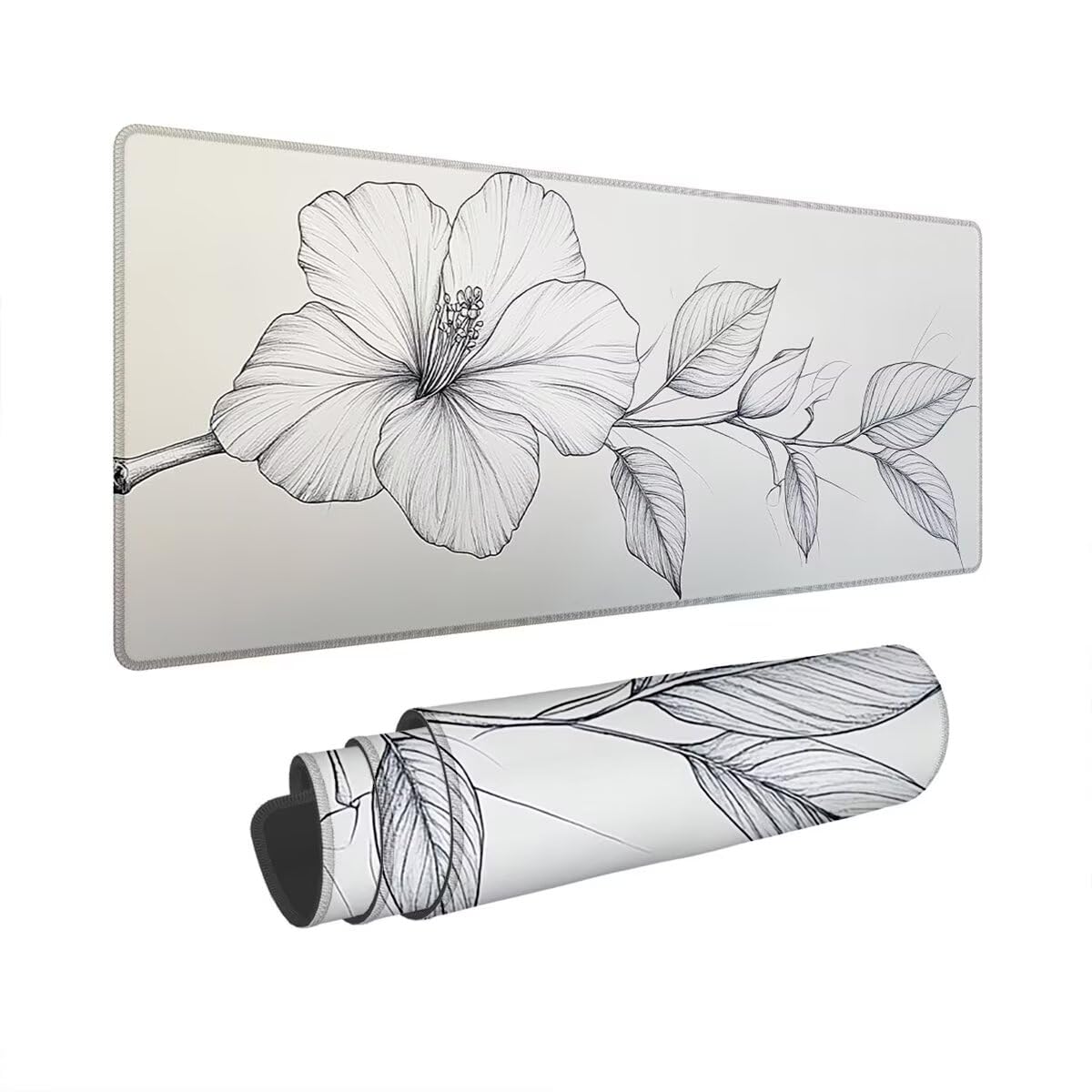 Podkładka pod mysz, gamingowa, szara, XXL, 1200 x 600 mm, podkładka na biurko, kwiat, wodoodporna, akcesoria dla graczy, antypoślizgowa podkładka pod mysz, poprawia precyzję prędkości, podkładka pod