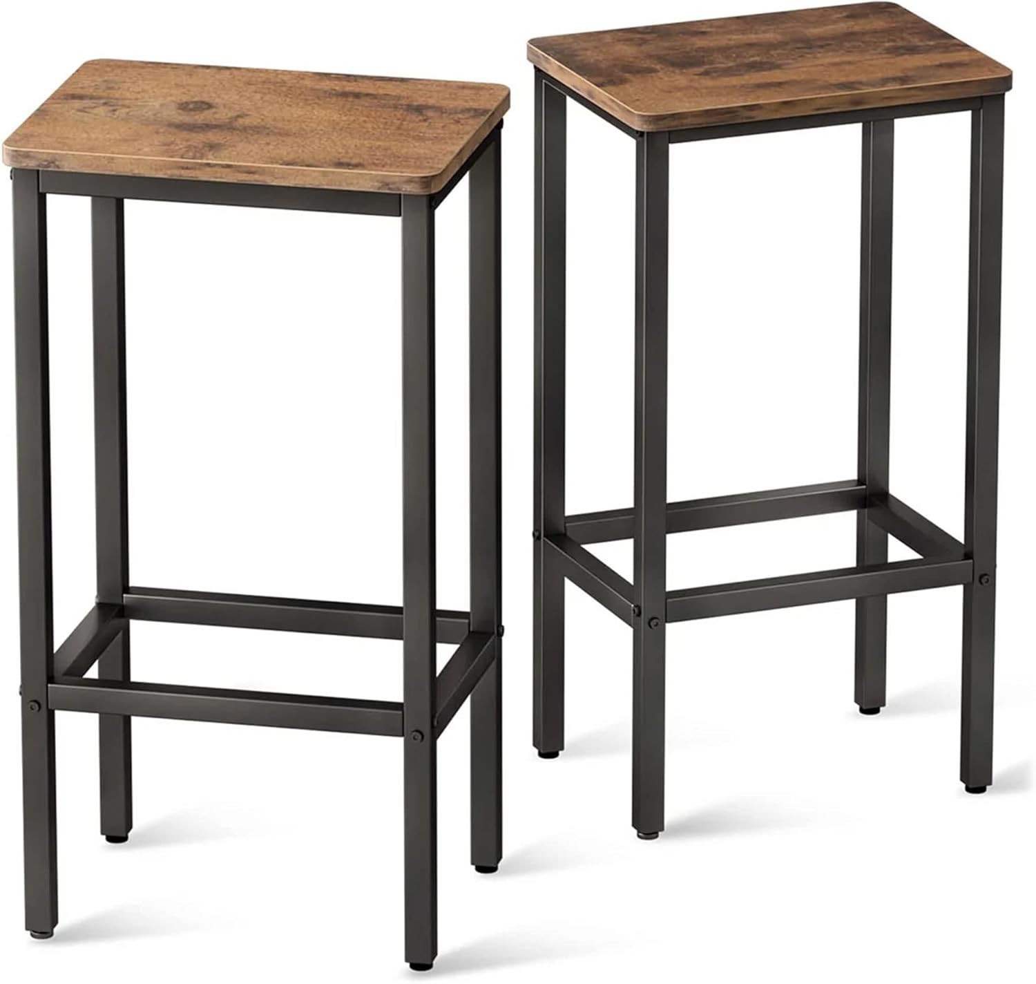 ODK Bar Stools Set of 2, Counter Height Stools, 25.6" Stools for Kitchen with Footrest, Industrial Footstools Vintage