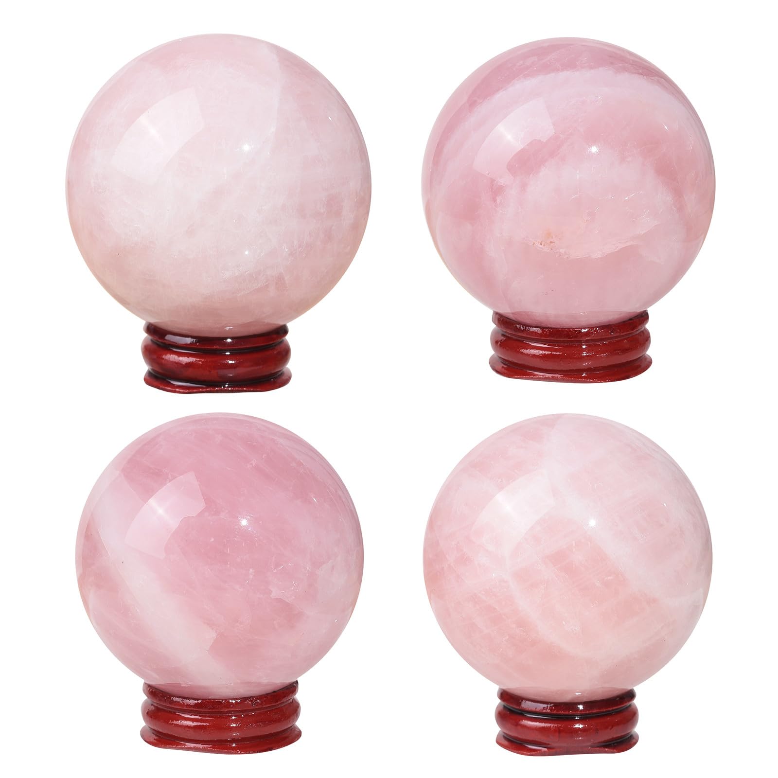 Nupuyai Natural Rose Quartz Crystal Ball with Wooden Stand - Image 3