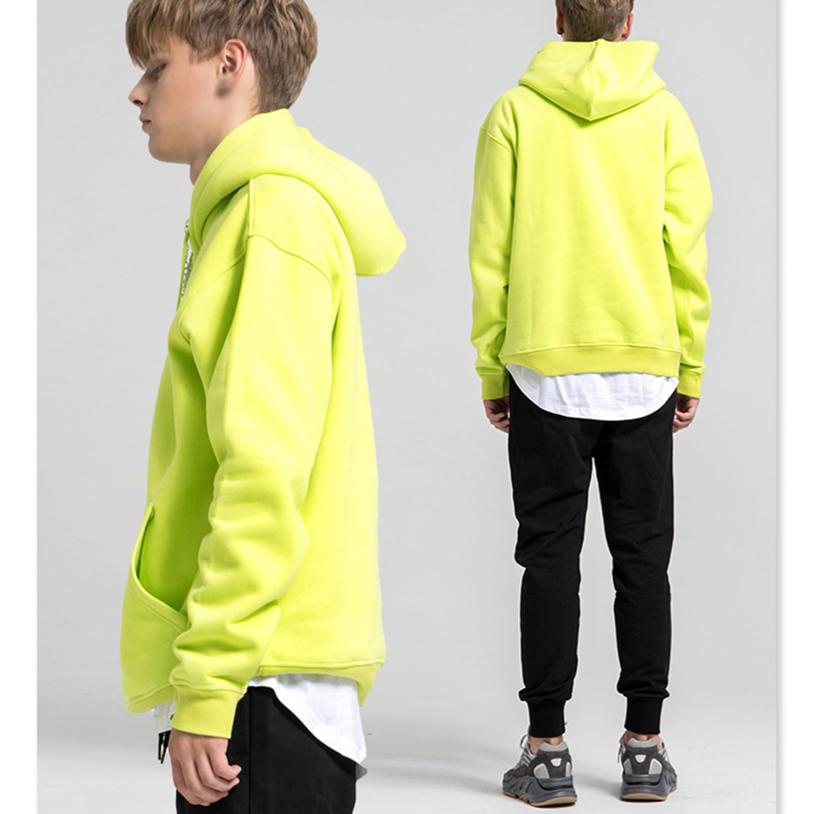 Męska bluza z kapturem z podszewką, ciepła polarowa wyściółka wewnętrzna sweter z kapturem do Urban Streetwear