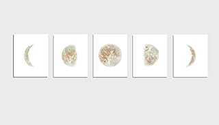 Luna Wall Art For Bedroom, Moon Phases Wall Art Print, Wall Art for Living Room, Wall Decor 5pcs/set, Colorful Moon Art Pictures, Unframed Prints