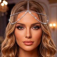 Aukmla Silver Head Chain Layered Headpiece Festival Hair Accessires for Women Silver, One Size