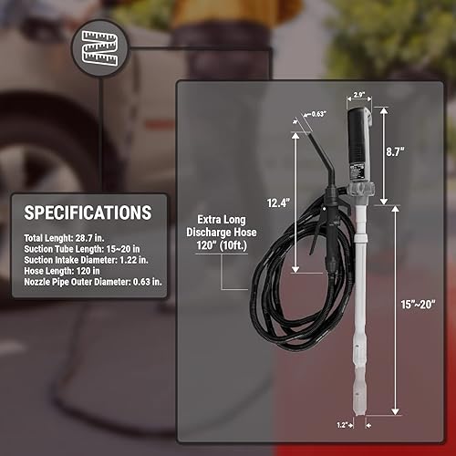 Miniatura 4 de TERA PUMP Bomba química de barril de 20 galones (2 pilas D), toma telescópica, manguera de 10 pies para metanol, etanol, DEF, disolventes suaves,