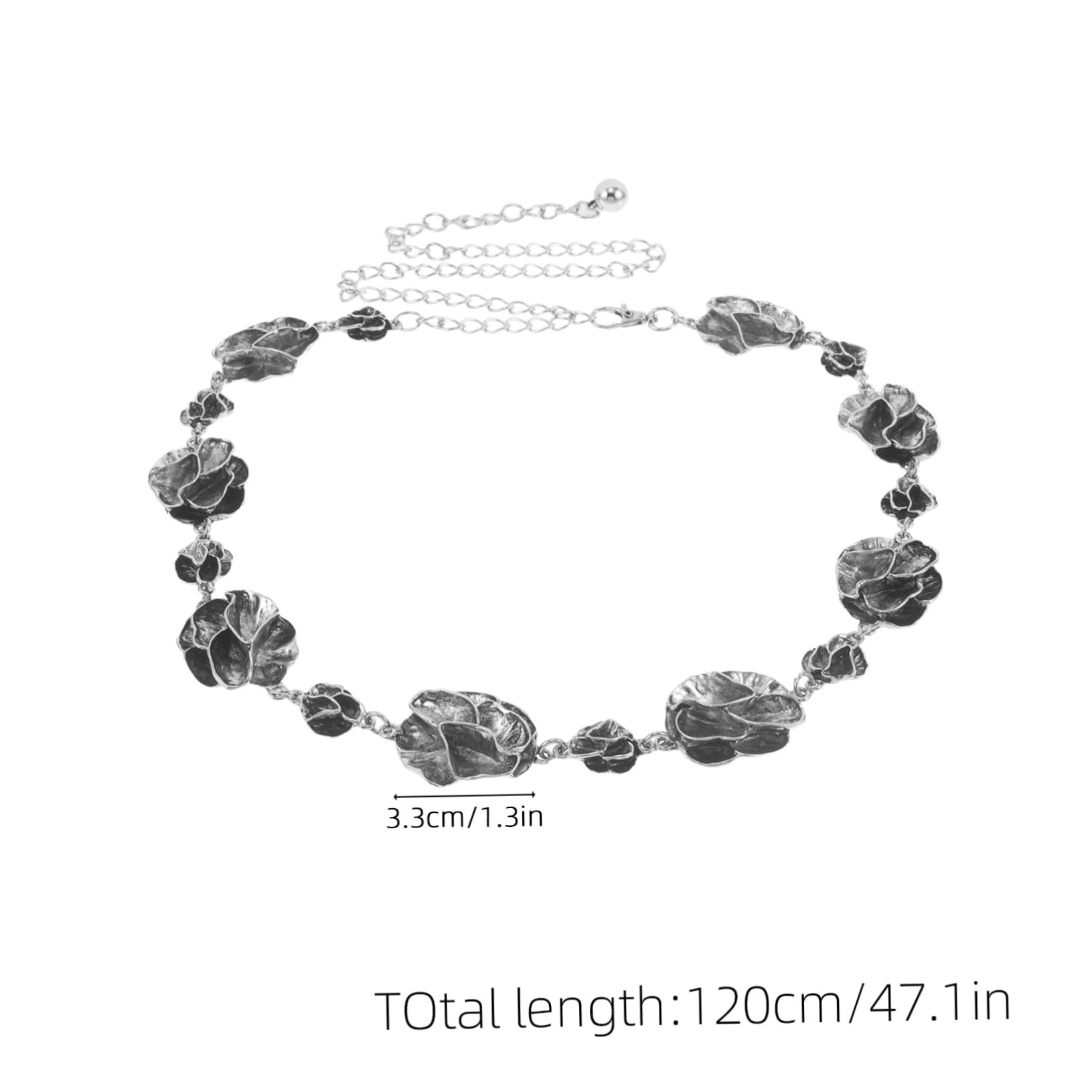 2 Piezas Cinturón de Cadena Metálica Ajustable Flores Diseño Apilable para Mujer Elegante Cinturón de Cintura para Vestidos Vaqueros y