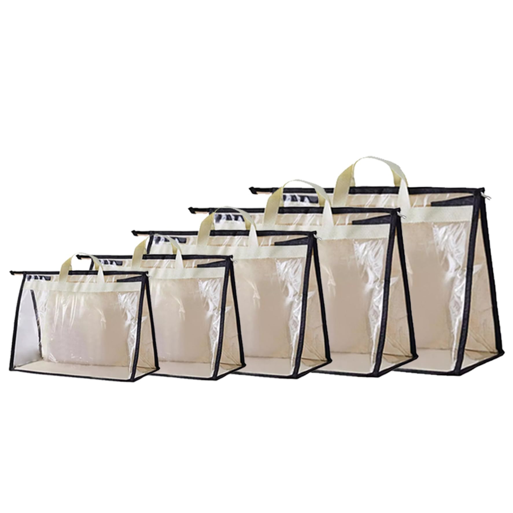 Organisateur de sacs à main transparent avec fermeture éclair lot de 5
