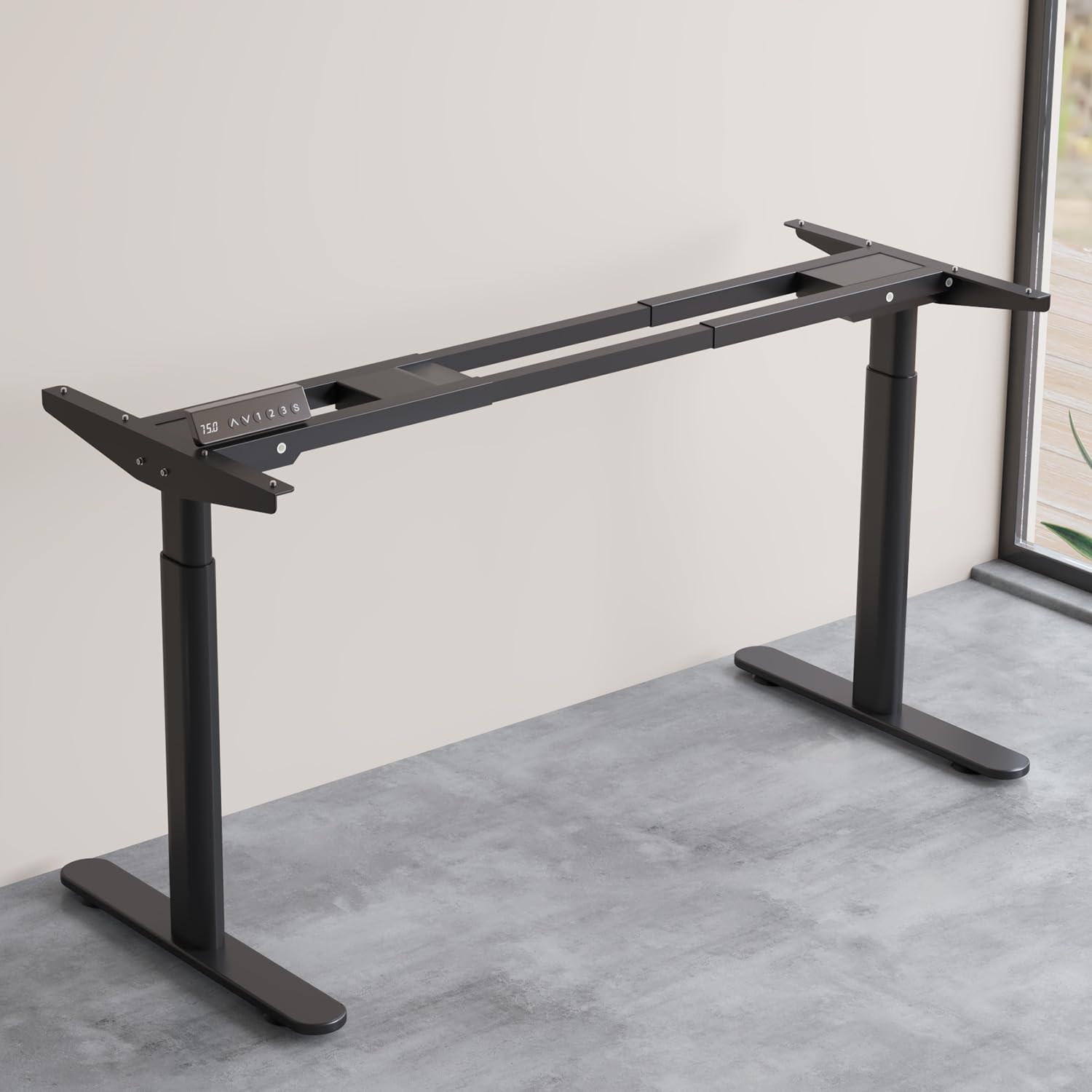 Radlove - Supporto per scrivania regolabile in altezza a doppio motore, supporto da tavolo regolabile, gambe per scrivania da 120 a 178 cm con 4 controlli di memoria (nero + gambe cilindriche)