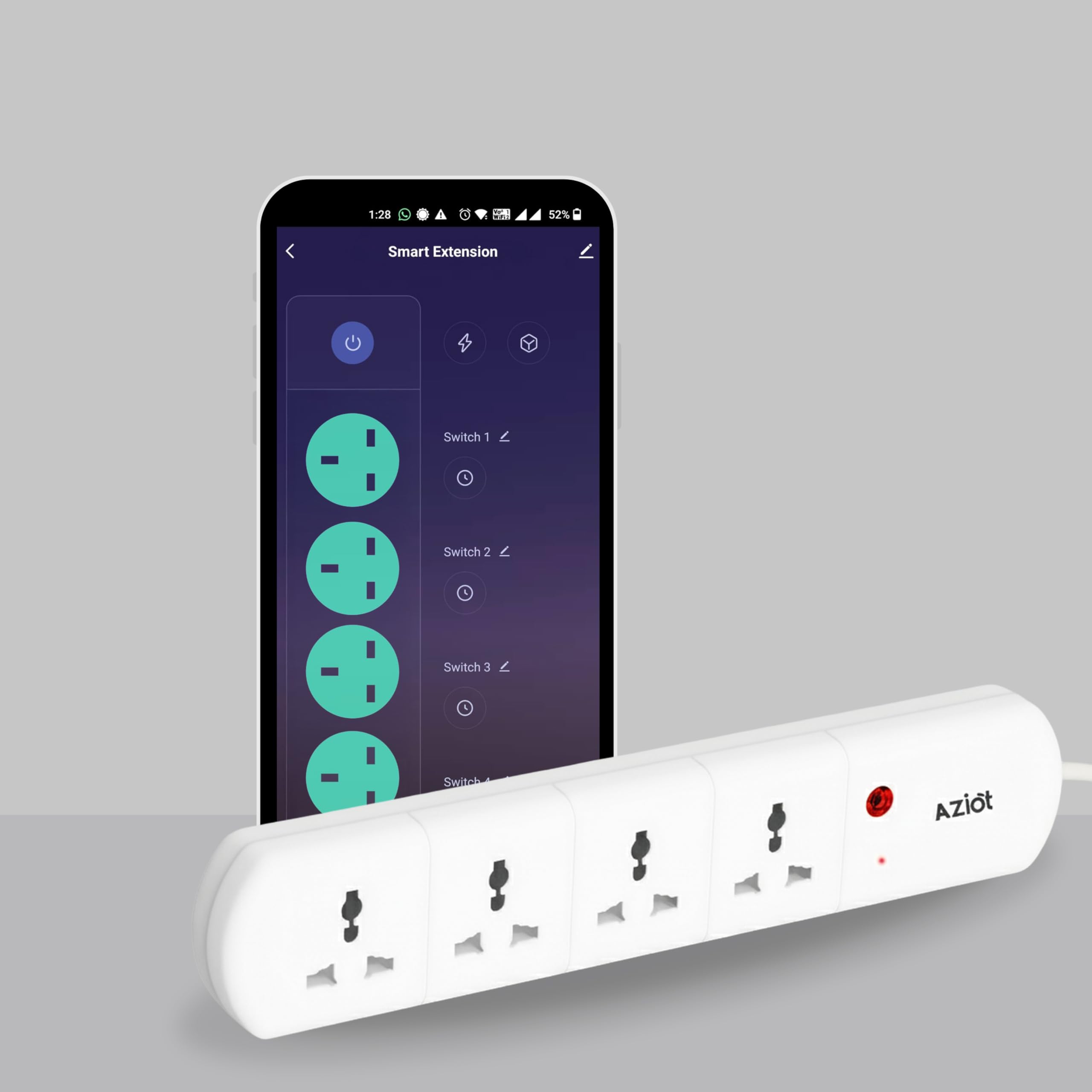 4 Socket Smart Extension - WiFi/Bluetooth, Power Monitoring, Individual Control, Made in India, Timer Function, Works with Google Home and Amazon Alexa