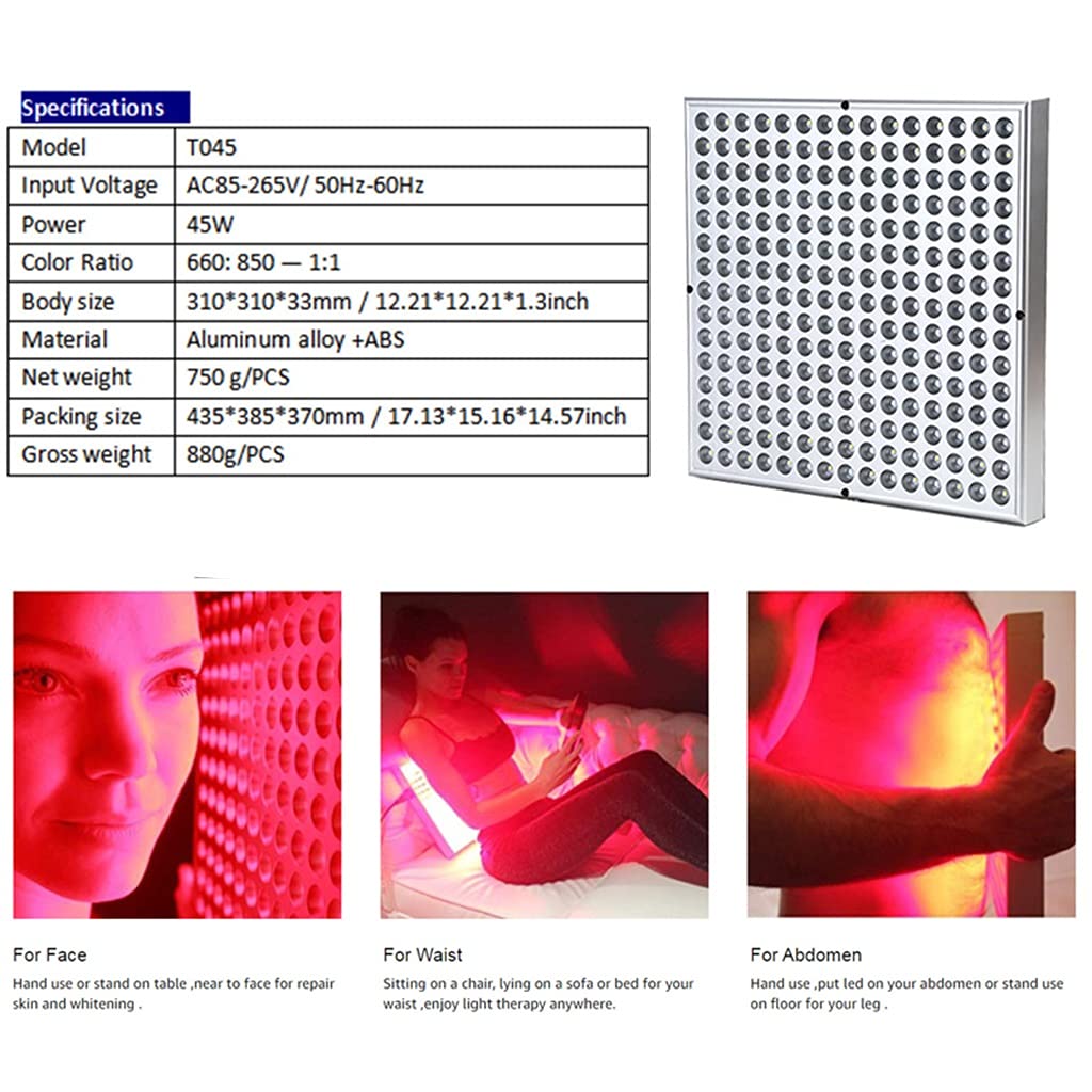 Dispositivo de Terapia de Luz Roja -Luz Roja de 660 NM y Luz Infrarroja Cercana de 850 NM -Grado Clínico -Uso Doméstico -Panel de Terapia de Luz LED -para Uso en Investigación de Salud