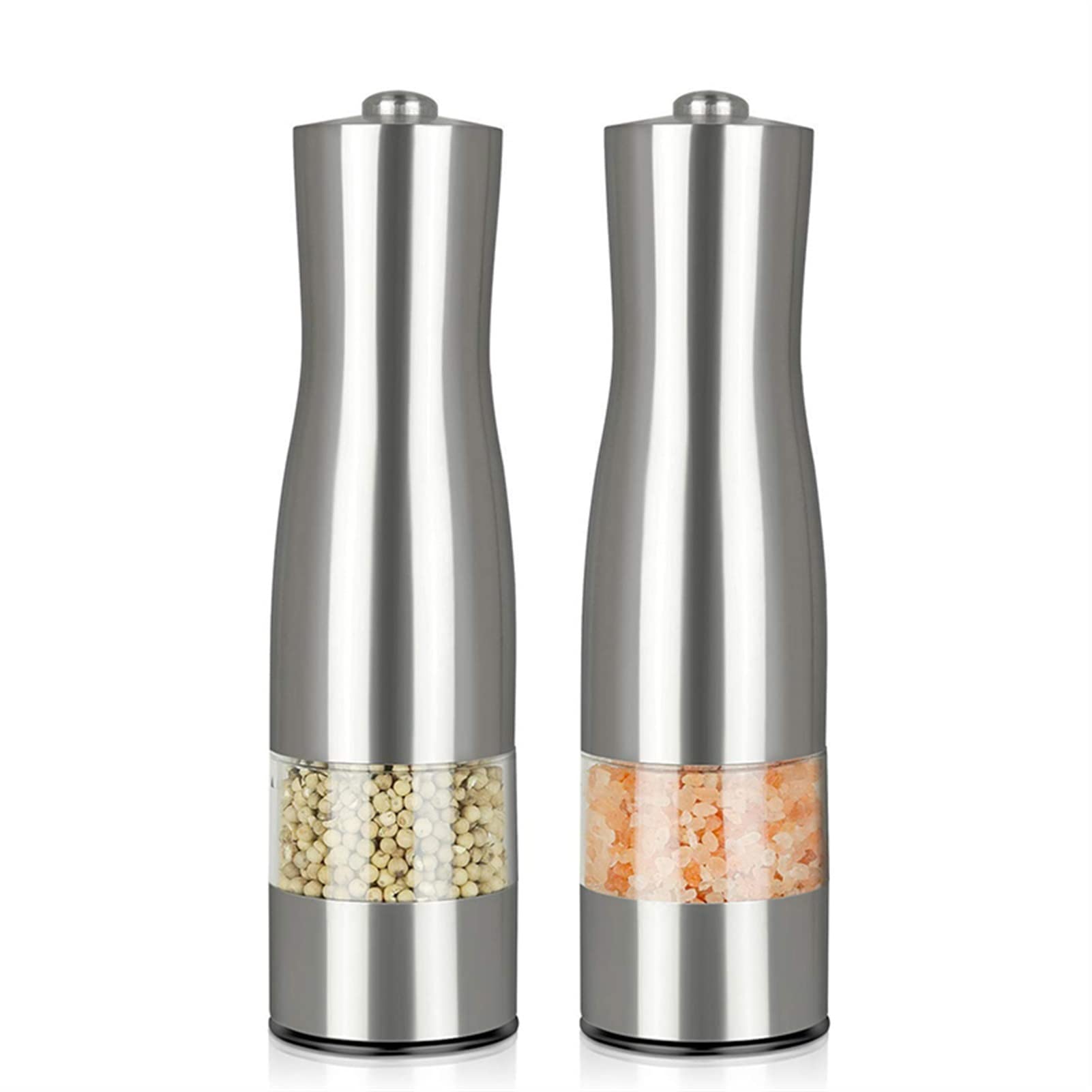 Młynki do Pieprzu Elektryczny młyn pieprzu ze stali nierdzewnej sól i szlifierka pieprzowa regulowana ceramiczna DOPROWADZIŁO Lekka kuchnia Automatyczny Młyn Spice Spice Grinder