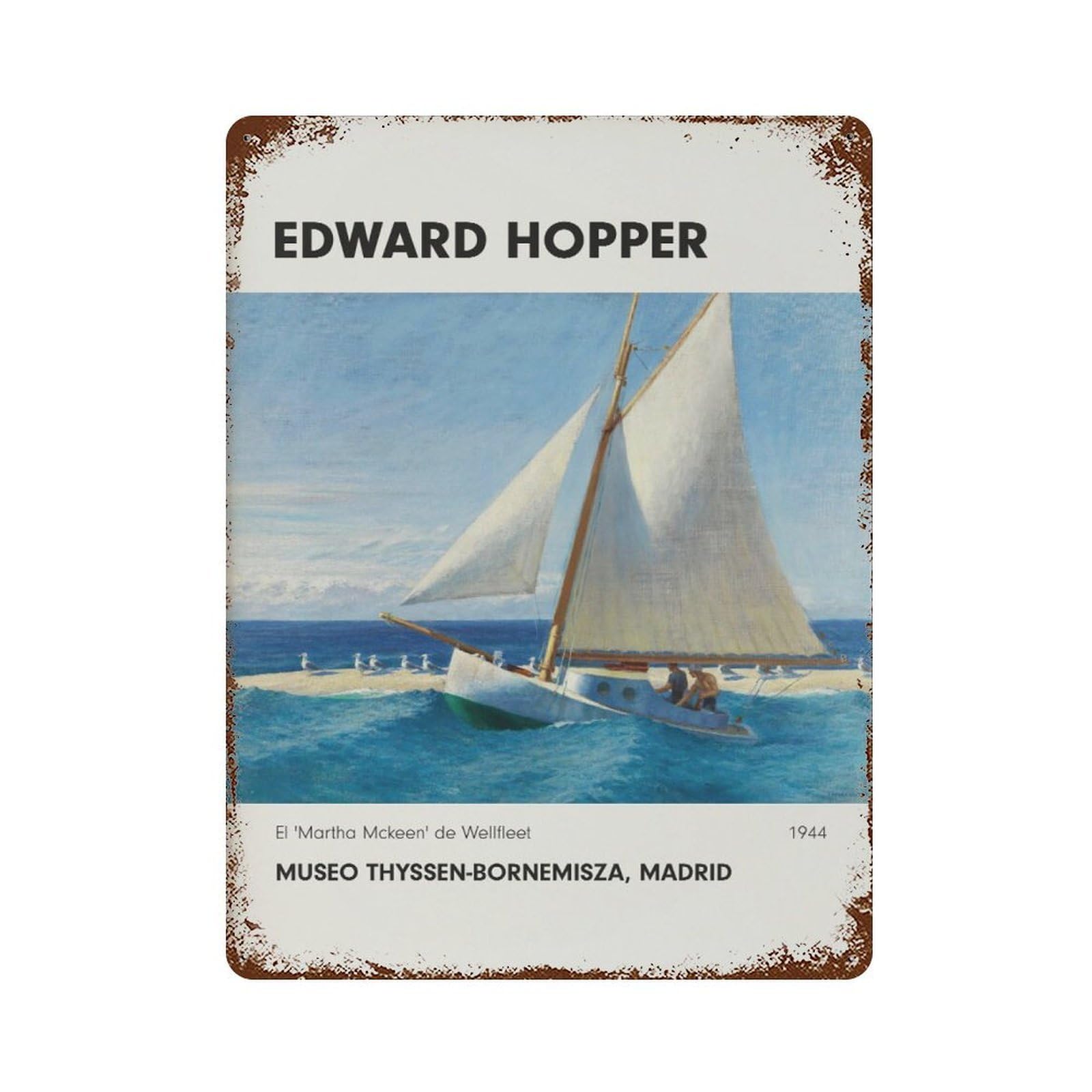 xiaoxiaoshen Edward Hopper Sea Life Modern Gallery Decor Wall Decor Art Metal Tin Poster Modern Home Decor Art Home Bar Shop Decorations Vintage Sign 40x30cm